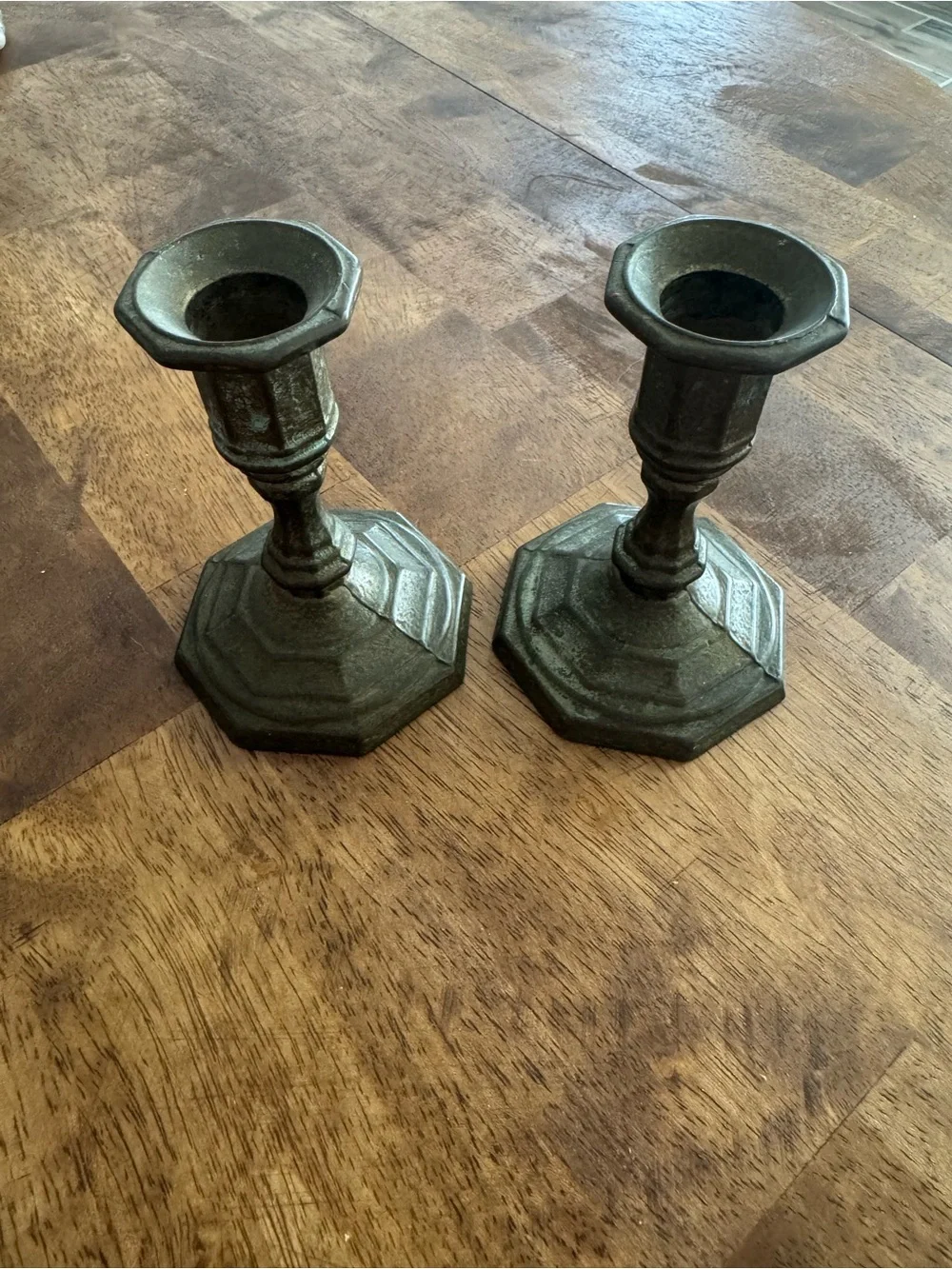 VIntage Metal Candle Holders - Pair